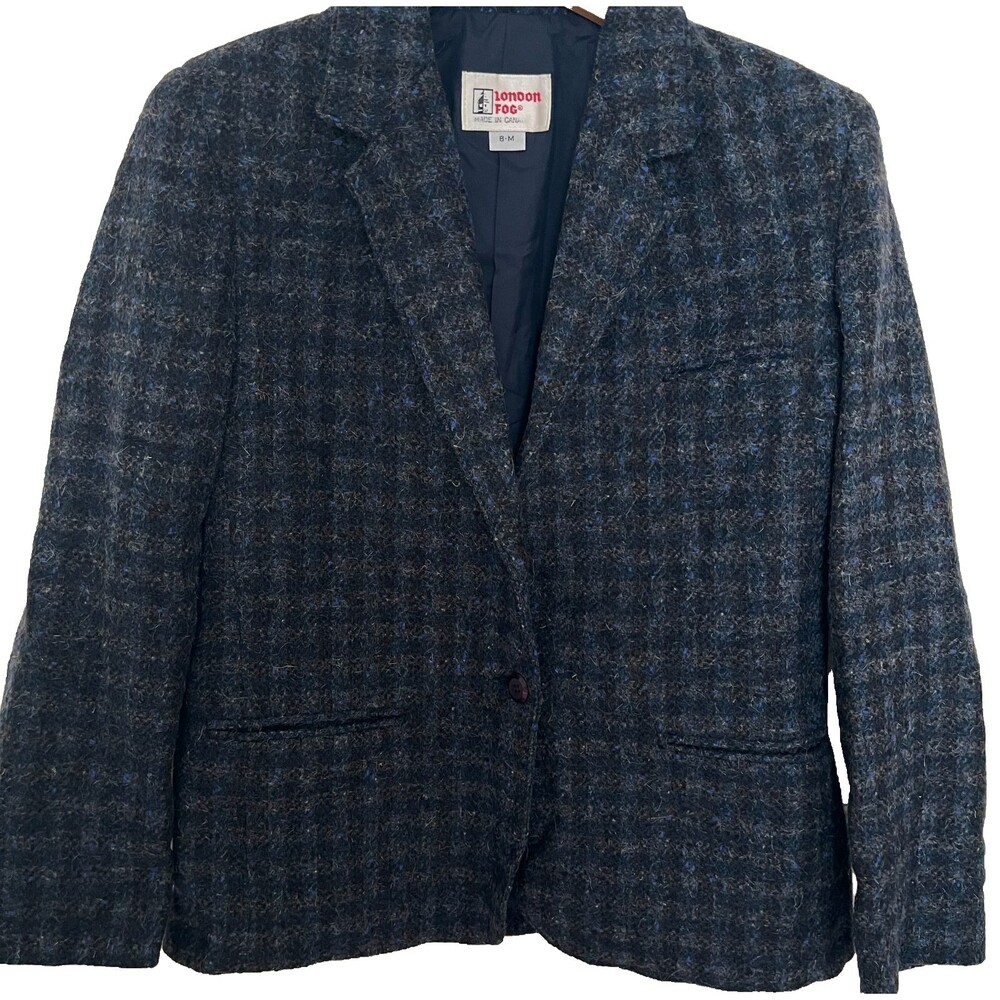 Vintage NWT London Fog Womens Wool Blazer 8 Wool Alpaca Blend Plaid Canada